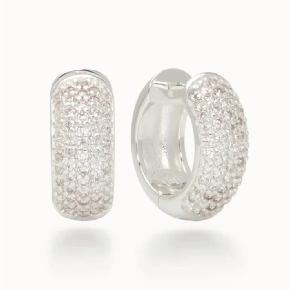 Hillberg & Berk Puff Pavé Reversible Hoop Earrings Silver